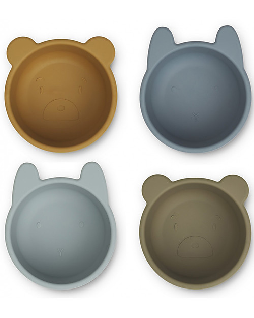 Liewood Silicone Bowls Set - 4 pieces - Golden Caramel/Blue Bowls & Plates