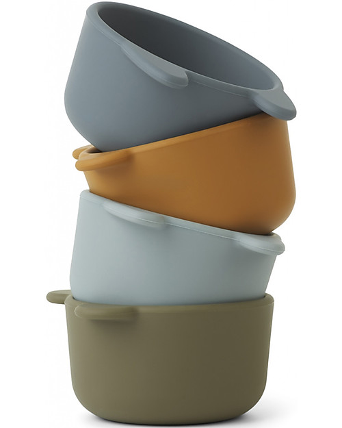 Liewood Silicone Bowls Set - 4 pieces - Golden Caramel/Blue Bowls & Plates