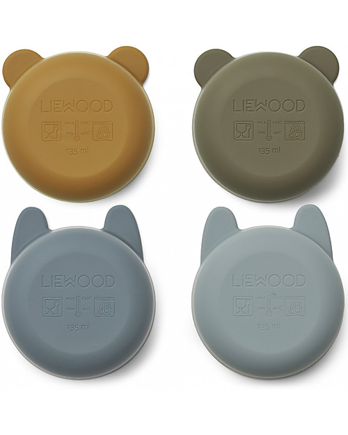 Liewood Silicone Bowls Set - 4 pieces - Golden Caramel/Blue Bowls & Plates