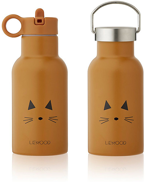 Liewood Stainless Steel Thermal Kids Bottle Anker 350 ml - Cat Mustard Thermos Bottles