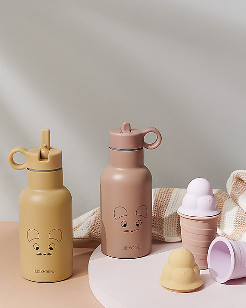Liewood Stainless Steel Thermal Kids Bottle Anker 350 ml - Mouse Wheat Yellow Thermos Bottles