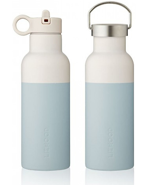 Liewood Stainless Steel Thermal Kids Bottle Neo 500 ml - Sea Blue/Sandy Mix - Two Lids Thermos Bottles
