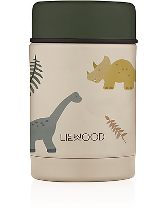 Liewood Stainless Steel Thermos Food Jar Nadja - Dino mix - 250 ml Lunch Boxes in Metal