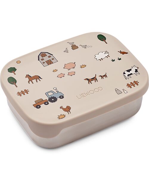 Liewood Steel and Silicone Arthur Lunchbox - Farm - Sandy Snack Boxes