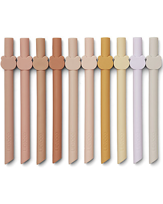 Liewood Ten Reusable Silicone Straws - Rose Multi Mix Beakers