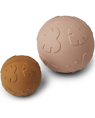 Liewood Thea Baby Ball 2-pack - Classic Dark Rose and Mustard Mix - Develops Baby's Coordination Outdoor Games & Toys