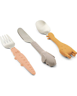 Liewood Tove Cutlery Set - Tuscany Rose Mix - Stainless Steel and Silicone Cutlery