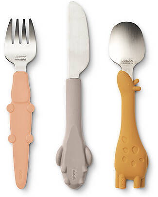Liewood Tove Cutlery Set - Tuscany Rose Mix - Stainless Steel and Silicone Cutlery