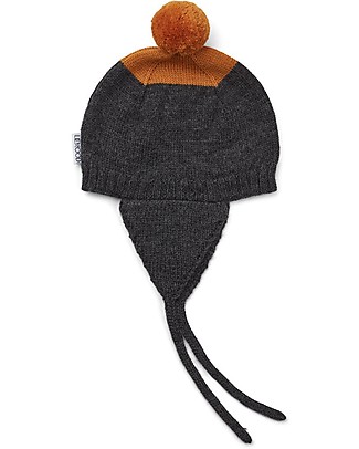 Liewood Vera Pompom Bonnet, Dark Grey Melange - 100% wool Winter Hats