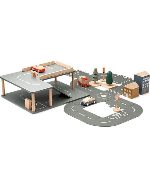 Liewood Village Road Set - Apple Red Multi Mix - Beechwood - 11 Pieces Wooden Toy Cars, Trains & Trucks