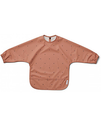 Liewood Waterproof Cape Bib with Sleeves and Pocket - Dots/Tuscany Rose - 100% Recycled Material! Burpy Bibs