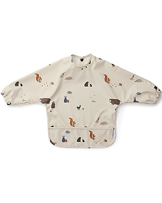 Liewood Waterproof Cape Bib with Sleeves and Pocket - Friendship Sandy Mix - 100% Recycled Material! Burpy Bibs