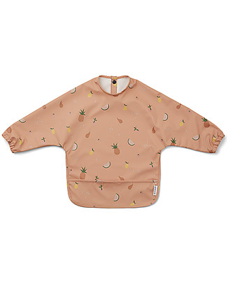 Liewood Waterproof Cape Bib with Sleeves and Pocket - Fruit Pale Tuscany - 100% Recycled Material! Burpy Bibs