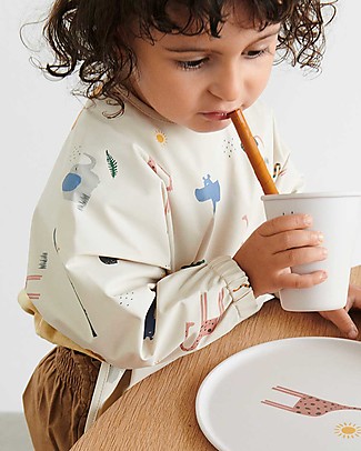 Liewood Waterproof Cape Bib with Sleeves and Pocket - Safari Sandy Mix - 100% Recycled Material! Burpy Bibs