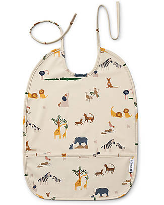 Liewood Waterproof Lai Bib with Pocket - All Together Sandy - 100% Recycled Materials Waterproof Bibs