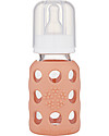 Lifefactory Glass Baby Bottle with Silicone Sleeve - 4 oz/120 ml - Cantaloupe Baby Bottles Accessories