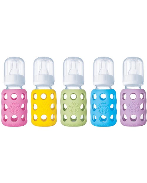 Lifefactory Glass Baby Bottle with Silicone Sleeve - 4 oz/120 ml - Sky Blue Baby Bottles Accessories