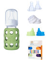 Lifefactory Glass Baby Bottle with Silicone Sleeve - 4 oz/120 ml - Spring Green Baby Bottles Accessories