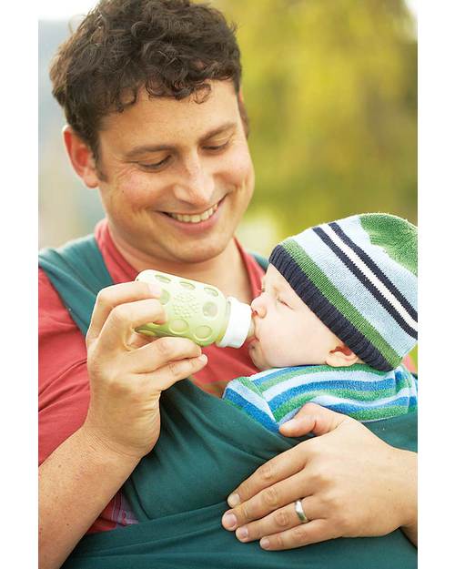 Lifefactory Glass Baby Bottle with Silicone Sleeve - 4 oz/120 ml - Spring Green Baby Bottles Accessories