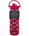Lifefactory Glass Bottle with Asix Straw Cap and Silicone Sleeve - 22 oz/ 650 ml - Guava Pink Bottle Accessories