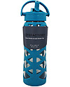 Lifefactory Glass Bottle with Asix Straw Cap and Silicone Sleeve - 22 oz/ 650 ml - Ultramarine Bottle Accessories