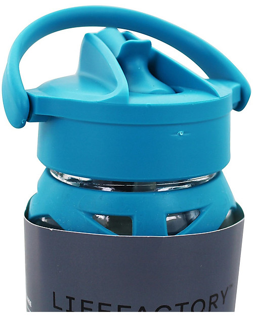 Lifefactory Glass Bottle with Asix Straw Cap and Silicone Sleeve - 22 oz/ 650 ml - Ultramarine Bottle Accessories