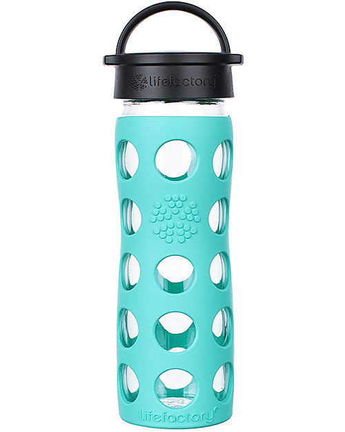 Lifefactory Glass Bottle with Classic Cap and Silicone Sleeve - 22 oz/ 650 ml - Seal Green Bottle Accessories