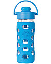 Lifefactory Glass Bottle with Flip Cap and Silicone Sleeve - 12 oz/350 ml - Ocean Blue Bottle Accessories