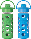 Lifefactory Glass Bottle with Flip Cap and Silicone Sleeve - 12 oz/350 ml - Ocean Blue Bottle Accessories