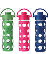 Lifefactory Glass Bottle with Flip Cap and Silicone Sleeve -16 oz/475 ml - Grass Green Bottle Accessories