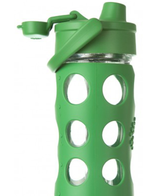 Lifefactory Glass Bottle with Flip Cap and Silicone Sleeve -16 oz/475 ml - Midnight Blue Bottle Accessories