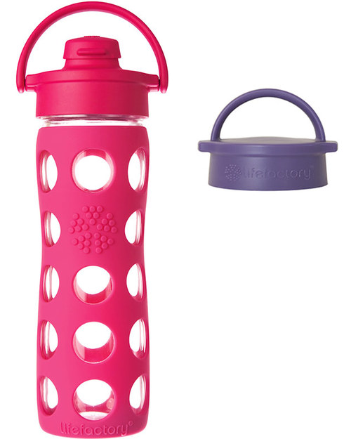 Lifefactory Glass Bottle with Flip Cap and Silicone Sleeve -16 oz/475 ml - Midnight Blue Bottle Accessories