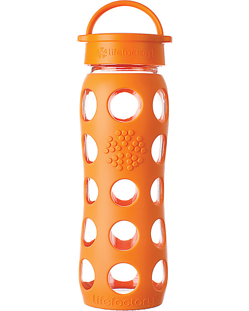 Lifefactory Glass Bottle with Leakproof Cap and Silicone Sleeve - 22 oz/ 650 ml - Orange Bottle Accessories