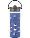 Lifefactory Glass Bottle with Straw Cap and Silicone Sleeve - 12 oz/350 ml - Cobalt Blue Bottle Accessories