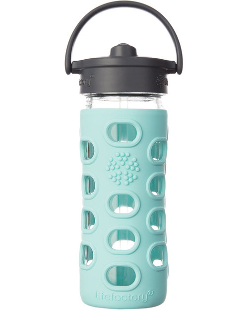 Lifefactory Glass Bottle with Straw Cap and Silicone Sleeve - 12 oz/350 ml - Turquoise Bottle Accessories