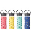 Lifefactory Glass Bottle with Straw Cap and Silicone Sleeve - 12 oz/350 ml - Turquoise Bottle Accessories
