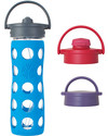 Lifefactory Glass Bottle with Straw Cap and Silicone Sleeve - 16 oz/ 475 ml - Ocean Blue Bottle Accessories