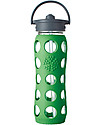 Lifefactory Glass Bottle with Straw Cap and Silicone Sleeve - 22 oz/ 650 ml - Grass Green Bottle Accessories