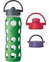 Lifefactory Glass Bottle with Straw Cap and Silicone Sleeve - 22 oz/ 650 ml - Grass Green Bottle Accessories