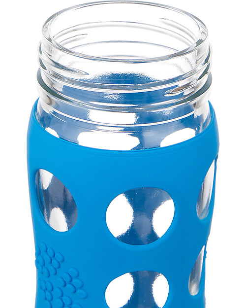 Lifefactory Glass Bottle with Straw Cap and Silicone Sleeve - 22 oz/ 650 ml - Ocean Blue Bottle Accessories