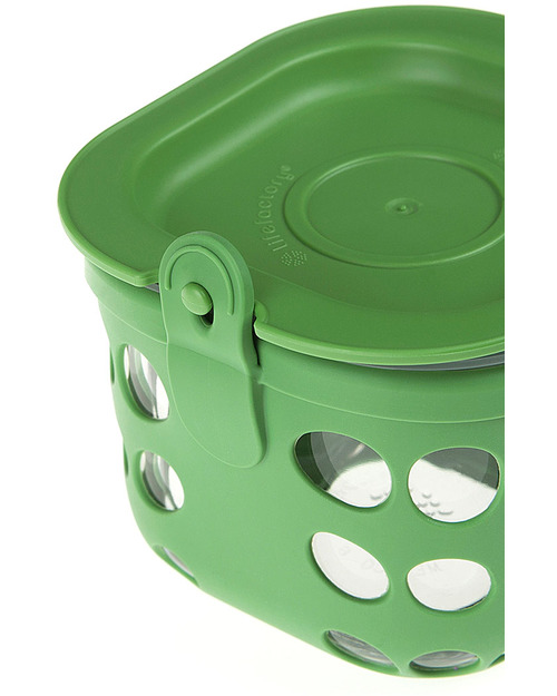 Lifefactory Heat Resistant Glass Food Container 475ml - Green Food Containers