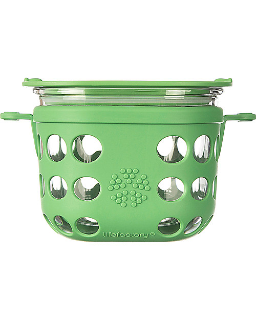 Lifefactory Heat Resistant Glass Food Container 475ml - Green Food Containers