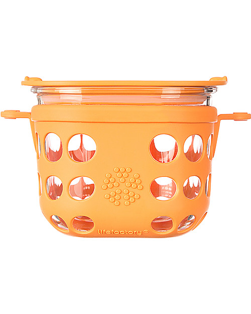 Lifefactory Heat Resistant Glass Food Container 475ml - Orange Food Containers