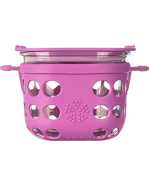 Lifefactory Heat Resistant Glass Food Container 475ml - Purple Food Containers