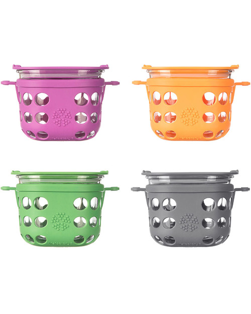Lifefactory Heat Resistant Glass Food Container 475ml - Purple Food Containers