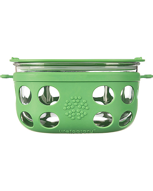 Lifefactory Heat Resistant Glass Food Container 950ml - Green Food Containers