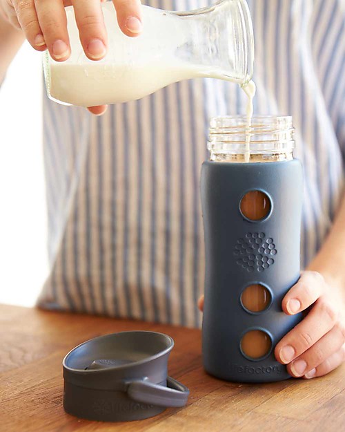 Lifefactory Insulated Glass Bottle - Mug To Go with Keep Warm Insulating Sleeve - 350 ml - Lava Thermos Bottles