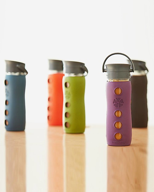 Lifefactory Insulated Glass Bottle - Mug To Go with Keep Warm Insulating Sleeve - 475 ml / 16oz - Sage Thermos Bottles