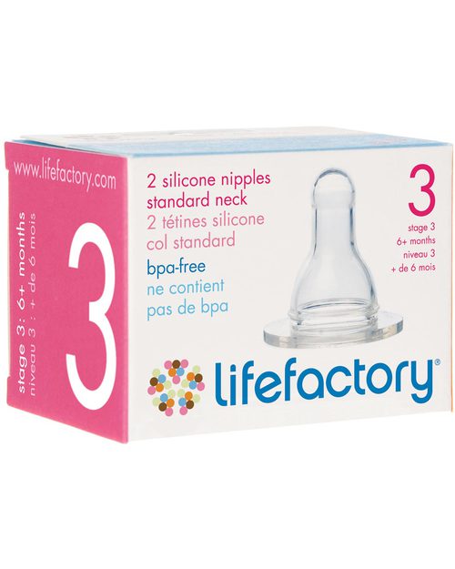 Lifefactory Stage 3 Silicone Nipples ( 6+ Months) - Pack of 2 Baby Bottles