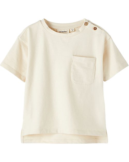 Lil Atelier Asymmetrical T-Shirt - Turtledove - Organic Cotton T-shirts